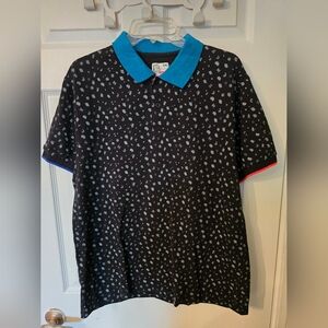 Bench Black Printed Polo with Blue Collar Size XXL